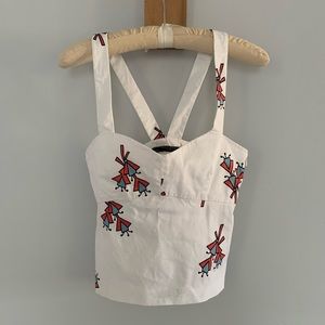 Zara Trafaluc Geometric Pattern Crop Tank Top